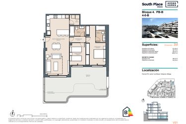 Rzut - Mieszkanie na sprzedaż 2 pokoje o powierzchni 165,01 m² - numer 03SP w South Place Las Mesas