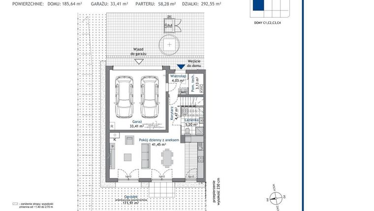 Rzut - Dom na sprzedaż 5 pokoi o powierzchni 185,66 m² - numer C1 w Linea Domy