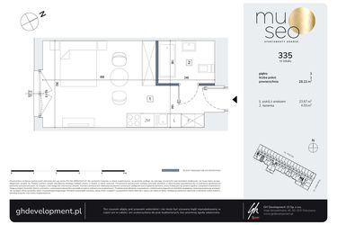 Rzut - Mieszkanie na sprzedaż 1 pokój o powierzchni 28,22 m² - numer 335 w Museo