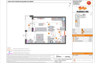 Rzut - Mieszkanie na sprzedaż 2 pokoje o powierzchni 41,1 m² - numer 19 w Hubska 100 etap 2