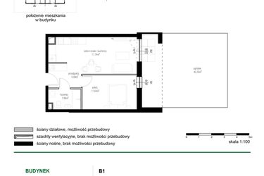 Rzut - Mieszkanie na sprzedaż 2 pokoje o powierzchni 38,32 m² - numer 2 w Wędrowna