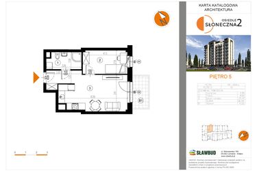 Rzut - Mieszkanie na sprzedaż 2 pokoje o powierzchni 36,94 m² - numer 42 w Osiedle Słoneczna etap 2