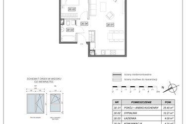 Rzut - Mieszkanie na sprzedaż 2 pokoje o powierzchni 45,92 m² - numer 9.A.30 w Nowe Południe bud. 9