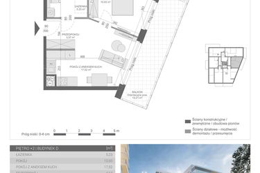 Rzut - Mieszkanie na sprzedaż 2 pokoje o powierzchni 37,25 m² - numer M-15 w Unikat Apartamenty D