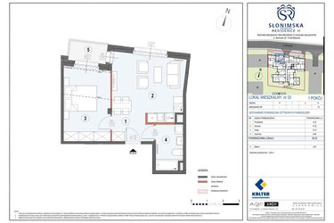 Rzut - Mieszkanie na sprzedaż 2 pokoje o powierzchni 39,33 m² - numer M33 w Słonimska Residence II