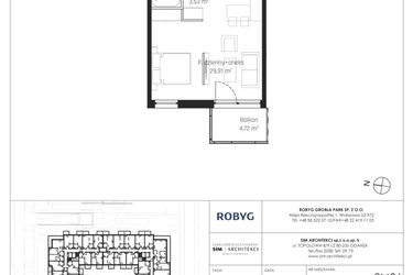 Rzut - Mieszkanie na sprzedaż 1 pokój o powierzchni 38,42 m² - numer J.2M36 w Nadmotławie Apartments etap J