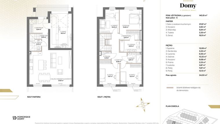 Rzut - Dom na sprzedaż 5 pokoi o powierzchni 148,64 m² - numer A3 w Domy u Źródła Marii