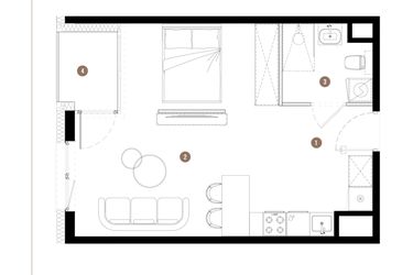 Rzut - Mieszkanie na sprzedaż 1 pokój o powierzchni 36,28 m² - numer C3.02.12 w Apartamenty Reytana