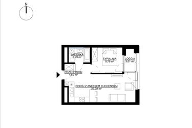 Rzut - Mieszkanie na sprzedaż 2 pokoje o powierzchni 41,27 m² - numer M76 w KrakoVska etap 2