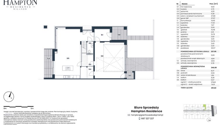 Rzut - Dom na sprzedaż 4 pokoje o powierzchni 227,95 m² - numer HB2B w Hampton Residence Wilanów