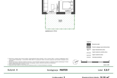 Rzut - Mieszkanie na sprzedaż 2 pokoje o powierzchni 31,91 m² - numer E.0.7 w Nowy Świat Ostoja etap II - EFG