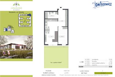 Rzut - Mieszkanie na sprzedaż 2 pokoje o powierzchni 47,9 m² - numer L.0.M5 w Jaśminowe Wzgórze - etap II