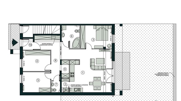 Rzut - Mieszkanie na sprzedaż 4 pokoje o powierzchni 92,38 m² - numer D1 w Aleja Wiśniowa Pogórze