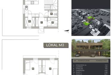 Rzut - Dom na sprzedaż 3 pokoje o powierzchni 110,32 m² - numer M3 w Pylna Residence