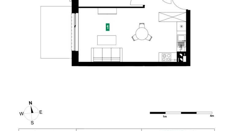 Rzut - Mieszkanie na sprzedaż 2 pokoje o powierzchni 42,54 m² - numer A.A.01 w Park Śliwowa