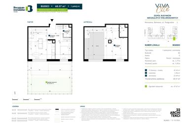 Rzut - Mieszkanie na sprzedaż 1 pokój o powierzchni 68,07 m² - numer BG0003 w Viva Cité