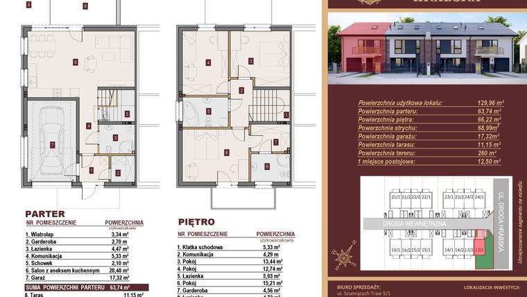 Rzut - Dom na sprzedaż 4 pokoje o powierzchni 129,96 m² - numer 13/1 w Dzielnica Hrabska etap IV