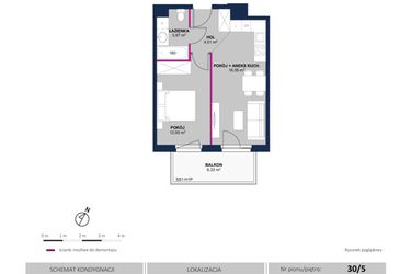 Rzut - Mieszkanie na sprzedaż 2 pokoje o powierzchni 36,27 m² - numer 220 w Moja Północna Etap III