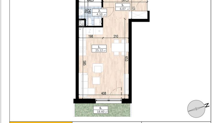 Rzut - Mieszkanie na sprzedaż 3 pokoje o powierzchni 53,64 m² - numer D1/0/3 w ACCANTO