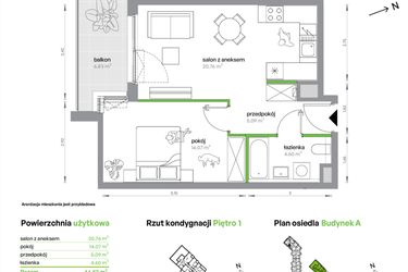 Rzut - Mieszkanie na sprzedaż 2 pokoje o powierzchni 44,52 m² - numer AB0105/4 w M Bemowo