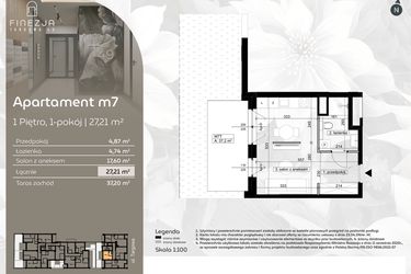 Rzut - Mieszkanie na sprzedaż 1 pokój o powierzchni 27,21 m² - numer M7 w Finezja Targowa 49