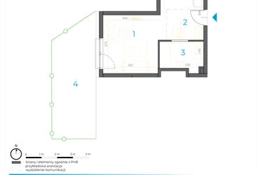 Rzut - Lokal użytkowy na sprzedaż 1 pokój o powierzchni 28,45 m² - numer 1.B.03 w Incepti Gaj 2