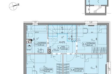 Rzut - Dom na sprzedaż 4 pokoje o powierzchni 86,18 m² - numer 95A w Nova Magdalenka 7 etap VII-VIII