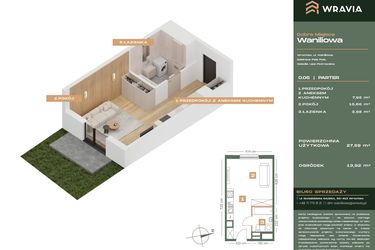 Rzut - Mieszkanie na sprzedaż 1 pokój o powierzchni 27,59 m² - numer L.0-6 w Dobre Miejsce Waniliowa