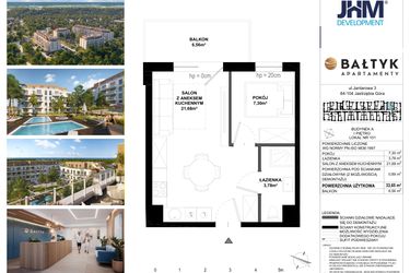Rzut - Mieszkanie na sprzedaż 2 pokoje o powierzchni 33,65 m² - numer A.101 w Apartamenty Bałtyk