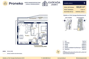 Rzut - Mieszkanie na sprzedaż 3 pokoje o powierzchni 63,22 m² - numer B2_0M06 w Kaskada Jasień - etap II