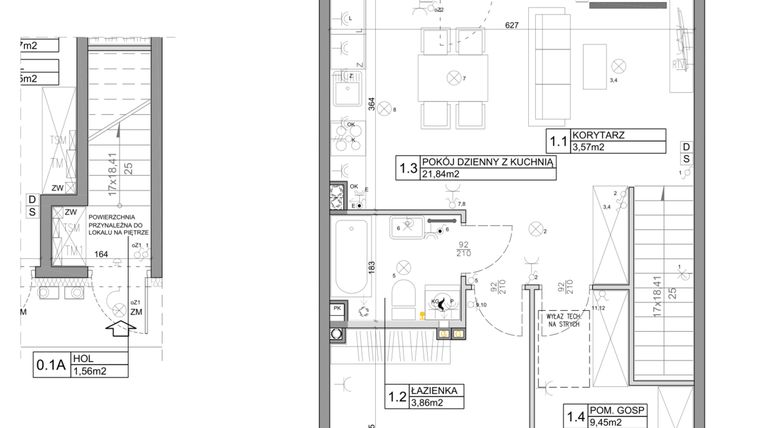 Rzut - Mieszkanie na sprzedaż 3 pokoje o powierzchni 58,82 m² - numer 66 w Manufaktura Marki 2 etap III