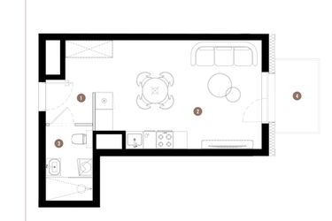 Rzut - Mieszkanie na sprzedaż 1 pokój o powierzchni 29,24 m² - numer C3.00.07 w Apartamenty Reytana