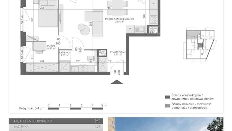 Rzut - Mieszkanie na sprzedaż 2 pokoje o powierzchni 41,48 m² - numer M-30 w Unikat Apartamenty D