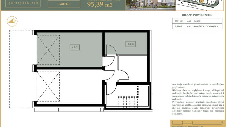 Rzut - Mieszkanie na sprzedaż 5 pokoi o powierzchni 93,69 m² - numer M8 w Apartamenty Gałczyńskiego