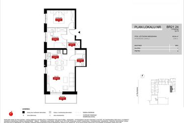 Rzut - Mieszkanie na sprzedaż 3 pokoje o powierzchni 60,93 m² - numer BR21/24 w Browary Wrocławskie 2