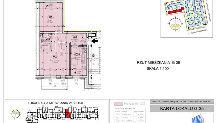 Rzut - Mieszkanie na sprzedaż 2 pokoje o powierzchni 46,73 m² - numer G-35 w Zielony Zakątek - bud. G