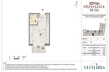 Rzut - Mieszkanie na sprzedaż 1 pokój o powierzchni 26,92 m² - numer 20 w Przystanek Ruda