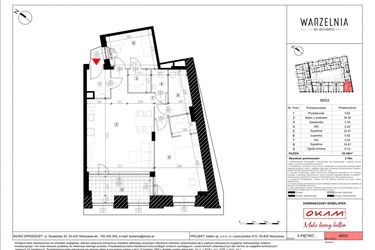 Rzut - Mieszkanie na sprzedaż 3 pokoje o powierzchni 85,08 m² - numer M053 w Warzelnia by Bohema