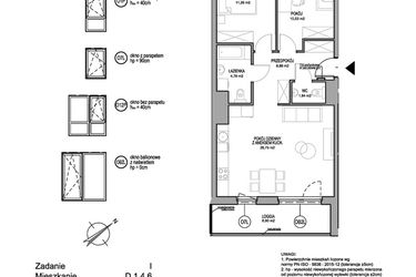 Rzut - Mieszkanie na sprzedaż 3 pokoje o powierzchni 64,04 m² - numer D.1.4.6 w Rumia Centralna