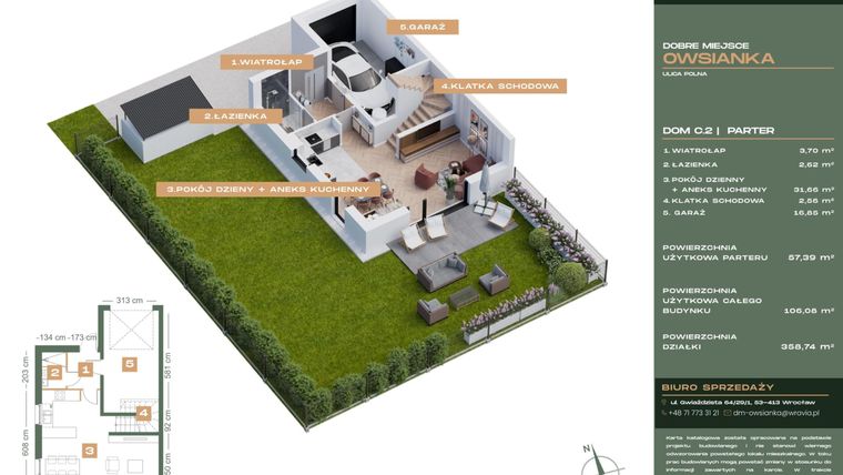 Rzut - Dom na sprzedaż 5 pokoi o powierzchni 106,08 m² - numer C2 w Dobre Miejsce Owsianka