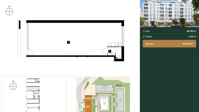 Rzut - Lokal użytkowy na sprzedaż 1 pokój o powierzchni 90,42 m² - numer LU2 w Wierzbowa 20