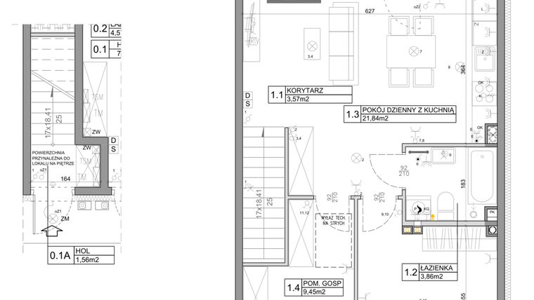 Rzut - Mieszkanie na sprzedaż 3 pokoje o powierzchni 58,82 m² - numer 72 w Manufaktura Marki 2 etap III