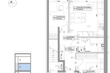 Rzut - Mieszkanie na sprzedaż 3 pokoje o powierzchni 51,15 m² - numer 73 w Boska Ksawerowska V