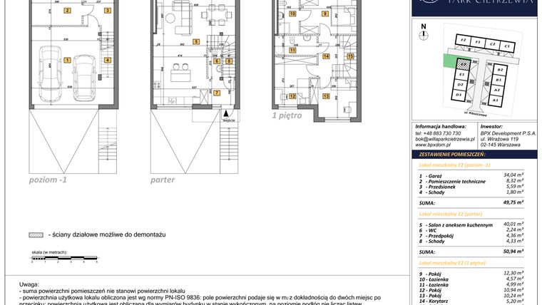 Rzut - Dom na sprzedaż 4 pokoje o powierzchni 151 m² - numer E2 w Osiedle Willa Park Cietrzewia