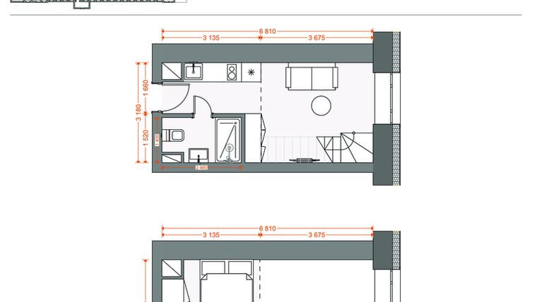 Rzut - Mieszkanie na sprzedaż 2 pokoje o powierzchni 30,63 m² - numer 78 w Legionów 102
