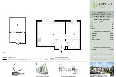 Rzut - Mieszkanie na sprzedaż 2 pokoje o powierzchni 39,02 m² - numer B.2.4 w Bukovo Park