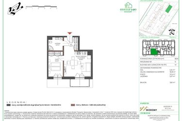 Rzut - Mieszkanie na sprzedaż 2 pokoje o powierzchni 38,93 m² - numer 13 w Osiedle Polna bud. 5