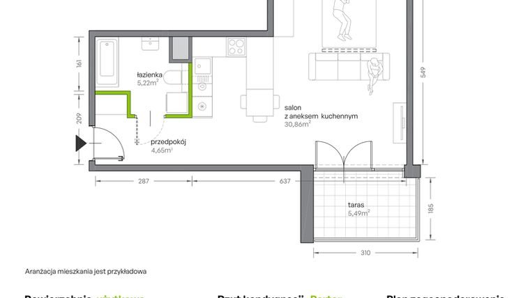 Rzut - Mieszkanie na sprzedaż 1 pokój o powierzchni 40,73 m² - numer A.050 w Żabiniec Vita