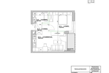 Rzut - Mieszkanie na sprzedaż 2 pokoje o powierzchni 34,58 m² - numer A15 w Laurowy Zakątek