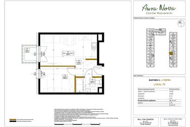 Rzut - Mieszkanie na sprzedaż 2 pokoje o powierzchni 40,6 m² - numer 79 w Aura Nova etap II